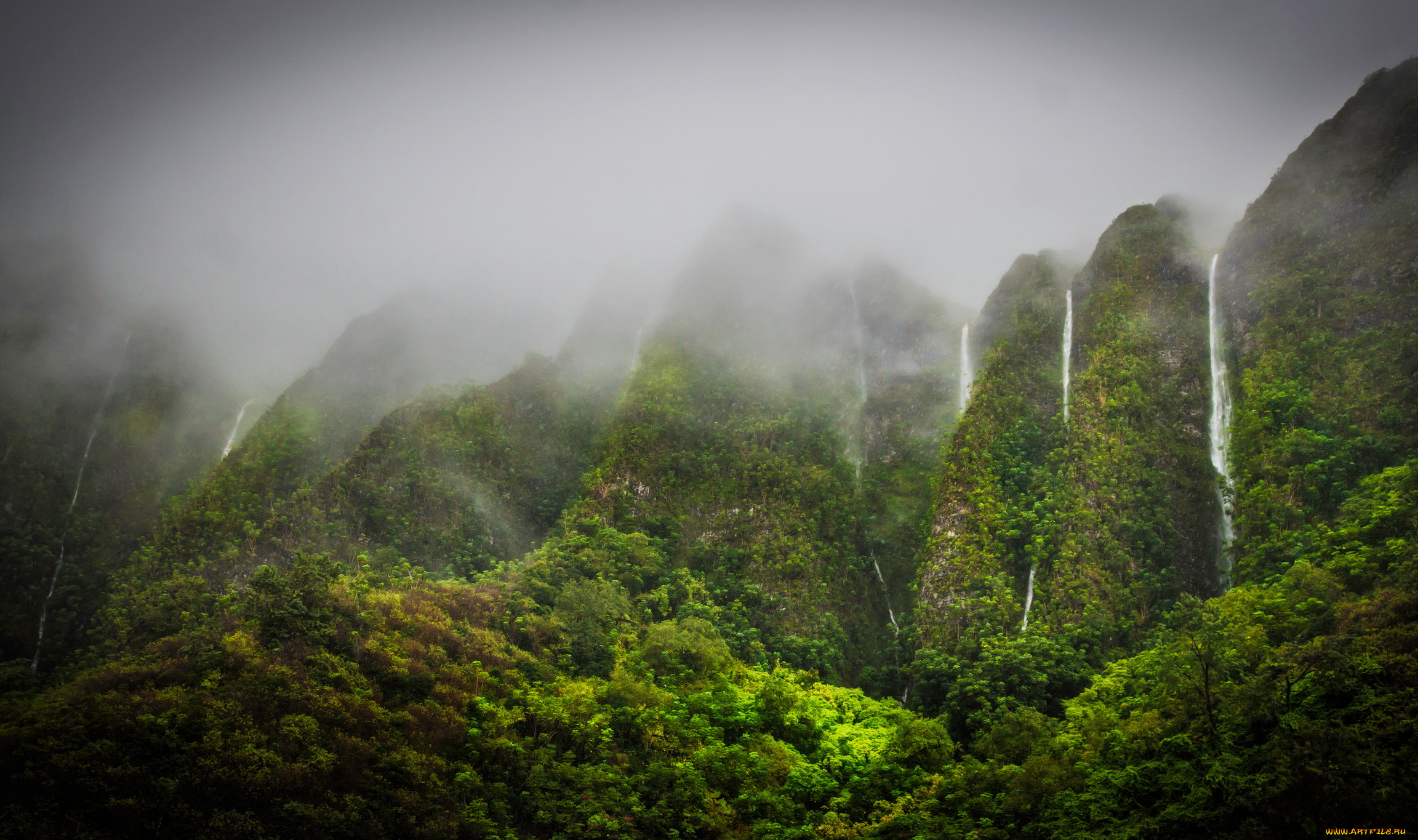 waterfalls, in, the, jungle, highlands, oahu, hawaii, , , , , 